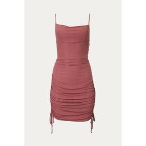 NEW BY TOGETHER ruched lurex stretch-jersey mini dress in scarlet